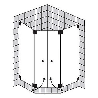 FORMAT Design 3.0 Ganzglas-Fünfeckdusche mit 2 Pendeltüren, Höhe bis 2000 mm
