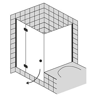 FORMAT Design 3.0 Tür mit Festteil/Seitenwand für Badewanne, Höhe 2000 mm