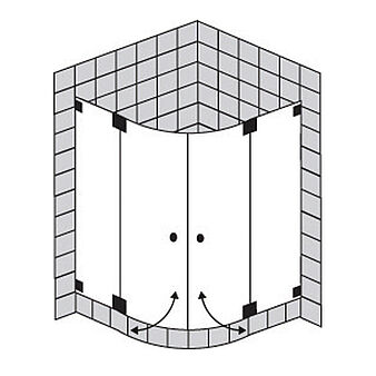 FORMAT Design 3.0 Ganzglas-Viertelkreisdusche mit 2 Pendeltüren, Höhe bis 2000 mm
