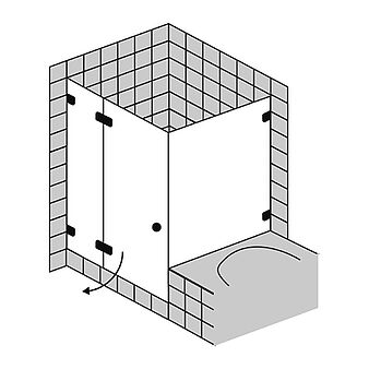 FORMAT Design 3.0 Ganzglas-Tür mit Festfeld/Seitenwand für Badewanne, Höhe bis 2000 mm