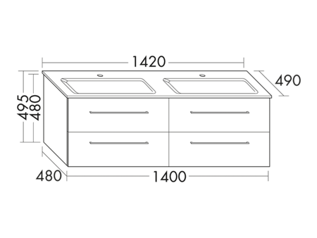 FORMAT Design Glas-Doppelwaschtisch inkl. Unterschrank SEOJ142