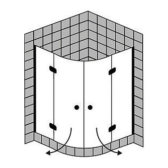 FORMAT Design 3.0 Viertelkreisdusche mit 2 Drehtüren, Höhe 2000 mm