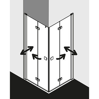 FORMAT Design 2.0 Pendel-Falttür Eckeinstiegshälfte, 2-teilig, Höhe 2000 mm