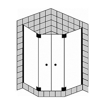 FORMAT Design 3.0 Ganzglas-Fünfeckdusche mit 2 Pendeltüren, Höhe 2000 mm