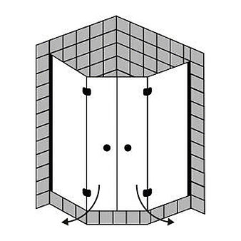 FORMAT Design 3.0 Fünfeckdusche mit Drehtüren, Höhe 2000 mm