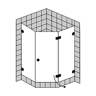 FORMAT Design 3.0 Fünfeck-Ganzglasdusche 1-türig, Höhe bis 2000 mm