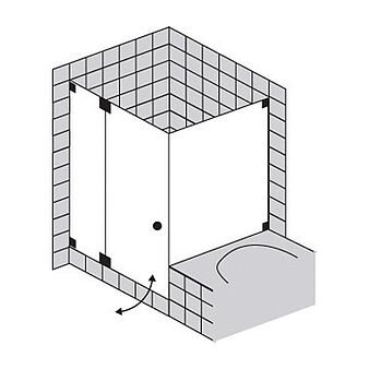 FORMAT Design 3.0 Ganzglas-Pendeltür mit Seitenwand an Badewanne, Höhe 2000 mm