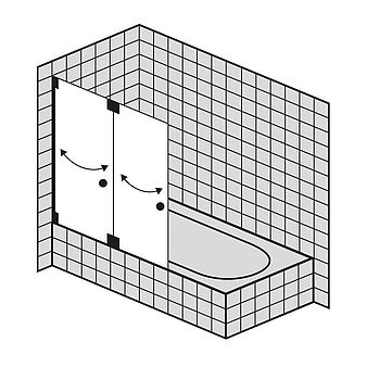 FORMAT Design 3.0 Ganzglas-Badewannen-Faltwand, Höhe bis 1500 mm