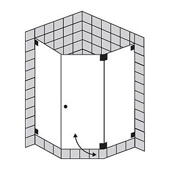 FORMAT Design 3.0 Ganzglas-Fünfeckdusche mit Pendeltür, Höhe bis 2000 mm